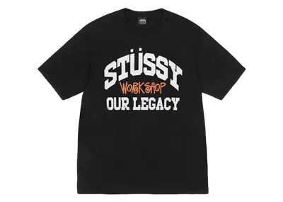 Pre-owned Stussy X Our Legacy Work Shop Collegiate Pigment Dyed Tee Shirt In Black