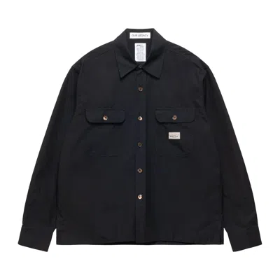 Pre-owned Stussy X Our Legacy Work Shop Country Shirt 'washed Black Canvas' | Men's Size M