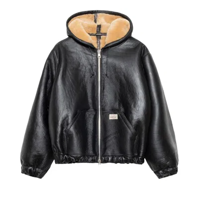 Pre-owned Stussy X Our Legacy Work Shop Reversible Shearling Zip Hoodie 'cappuccino' | Brown | Men's Size S