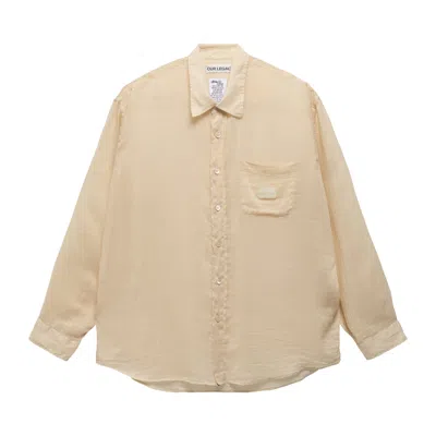Pre-owned Stussy X Our Legacy Work Shop Shirt 'sand Cotton Silk' | Cream | Men's Size L In White
