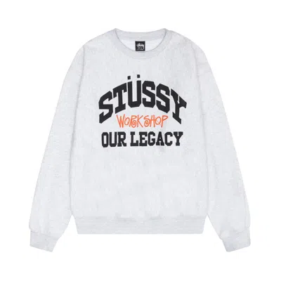 Pre-owned Stussy X Our Legacy X Our Legacy Work Shop Collegiate Pigment Dyed Crew 'ash Heather' In Grey
