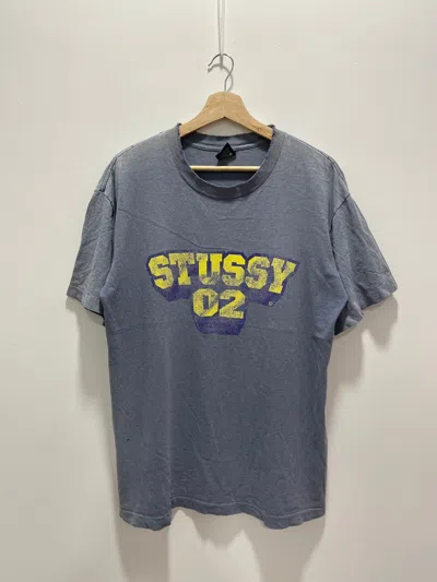 Pre-owned Stussy X Vintage 90's 00s Stussy 02 Single Stitch Distressed Sun Faded In Faded Navy