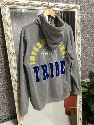 Pre-owned Stussy X Vintage 90's Archive International Stussy Tribe Hoodie In Grey