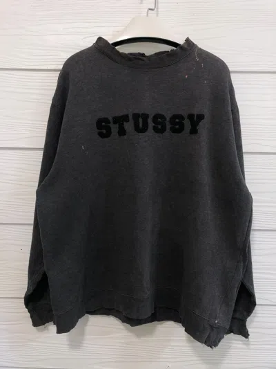Pre-owned Stussy X Vintage 90's Stussy Usa Faded An Trashed Sweatshirt In Grey