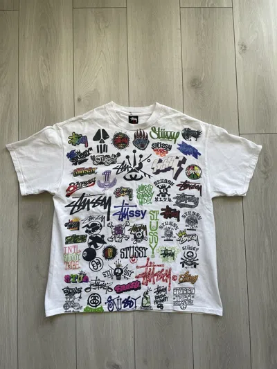 Pre-owned Stussy X Vintage Stussy All Logo Tee In White
