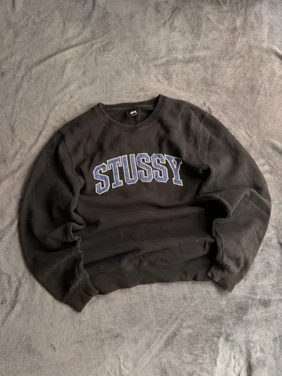 Pre-owned Stussy X Vintage Stussy Center Logo Oversize Boxy Sweatshirt In Black