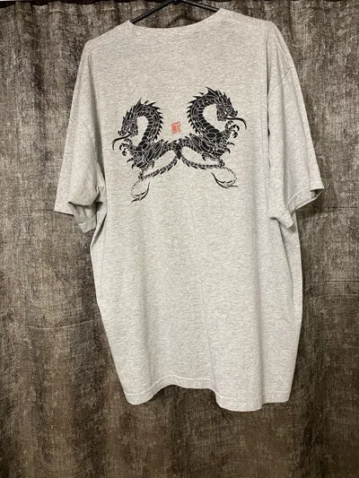 Pre-owned Stussy X Vintage Stussy Dragon 90's Tee Shirt Y2k Style In Grey