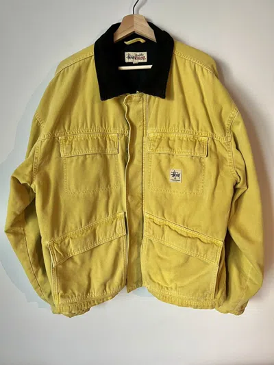 Pre-owned Stussy X Vintage Stussy Fw21 Yellow Canvas Shop Work Jacket