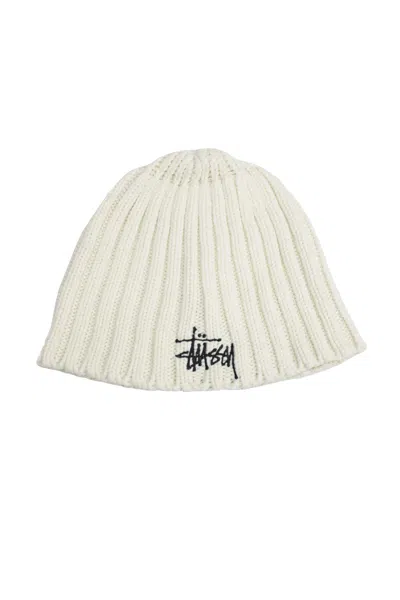 Pre-owned Stussy X Vintage Stussy Hats 90's Vintage Knitted Cotton Skully Beanie In Ivory