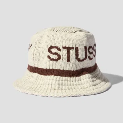 Pre-owned Stussy X Vintage Stussy Jacquard Knit Bucket Hat In Cream
