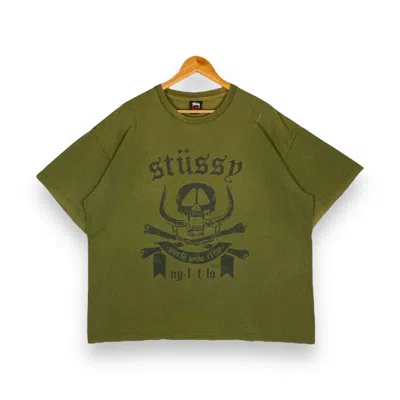 Pre-owned Stussy X Vintage Stussy Motorhead Band Logo Style T Shirt In Distressed Army Green