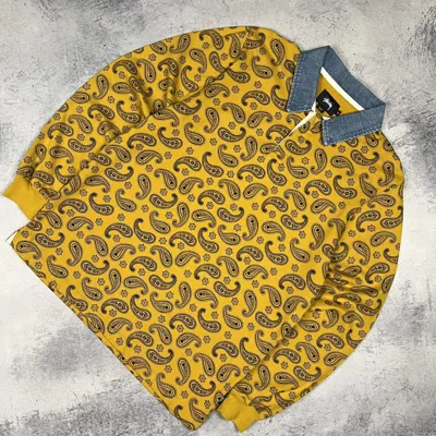 Pre-owned Stussy X Vintage Stussy Pattern Rugby Shirt 90's In Yellow