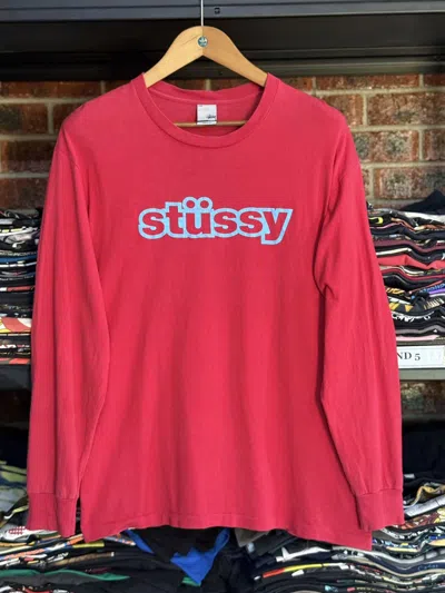 Pre-owned Stussy X Vintage Stussy Skategang Long Sleeve Faded Usa Tee In Red