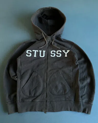 Pre-owned Stussy X Vintage Stussy Spell Out Chest Logo Hoodie In Navy