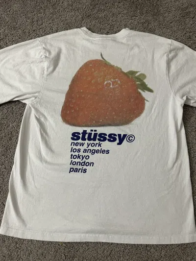 Pre-owned Stussy X Vintage Stussy Strawberry Shirt In White