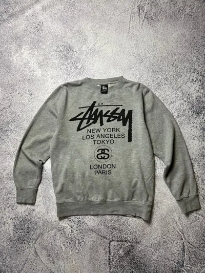 Pre-owned Stussy X Vintage Stussy Streetwear Sweatshirt Big Logo In Silver