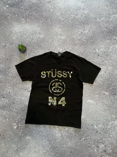 Pre-owned Stussy X Vintage Stussy T Shirt Leopard Printed Logo Hype Retro Y2k In Black
