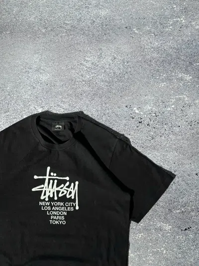 Pre-owned Stussy X Vintage Stussy T-shirt Printed Logo Skate Gang In Black