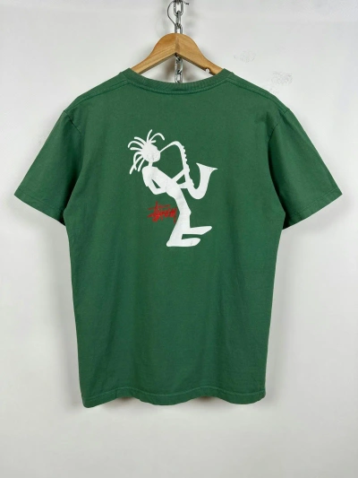 Pre-owned Stussy X Vintage Stussy Trumpet Saxophone Green T-shirt
