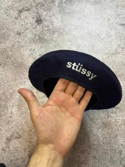 Pre-owned Stussy X Vintage Stussy Vintage Hat Cap Beret In Blue