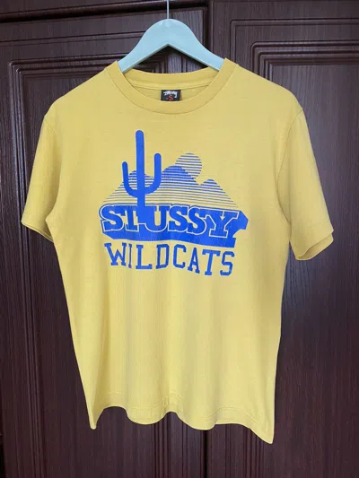 Pre-owned Stussy X Vintage Stussy Wildcats T Shirt Blind Birdhouses Tee In Yellow