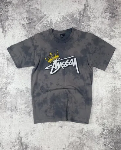 Pre-owned Stussy X Vintage Tie Dye Stussy Streetwear Grey Big Logo T-shirt
