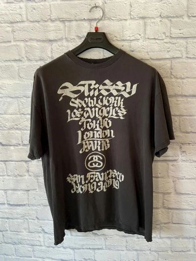 Pre-owned Stussy X Vintage Vintage Thrashed 90's Stussy Sunfaded Tee In Faded Black
