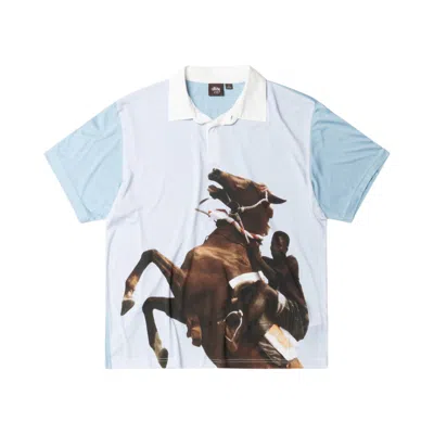 Pre-owned Stussy X Wales Bonner Silk Polo 'blue' | Men's Size M