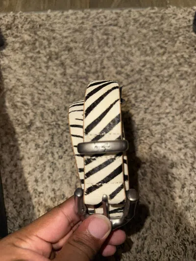 Pre-owned Stussy Zebra Print Belt In White