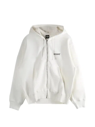 Stussy Zip Dyed Hooded Jacket In White