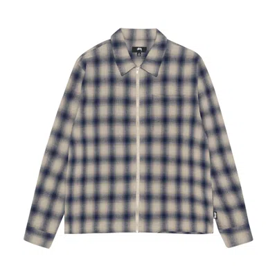 Pre-owned Stussy Zip Twisted Yarn Plaid Shirt 'natural' In Multi-color
