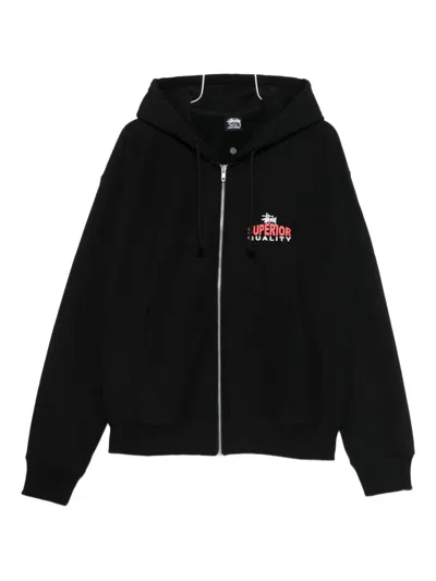 Stussy Zip-up Hoodie In Black