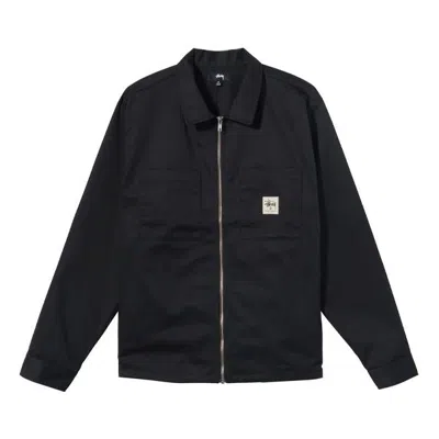 Stussy Zip Up Work Longsleeve Shirt 'black'