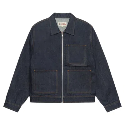 Pre-owned Stussy Zip Work Jacket 'raw' In Blue