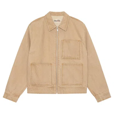 Pre-owned Stussy Zip Work Jacket 'sand' In Tan