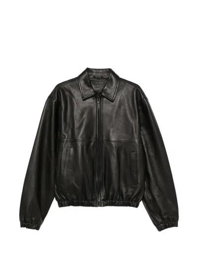 Stussy Zip-fastening Leather Jacket In Black