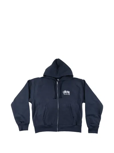 Stussy Zipped Hoodie In Blue