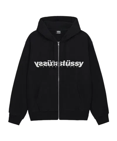 Stussy Mirror Zip-up Hoodie In Black