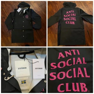 Pre-owned Stutterheim Anti Social Social Club Assc X  Raincoat $450 Size Xl Authentic In Black