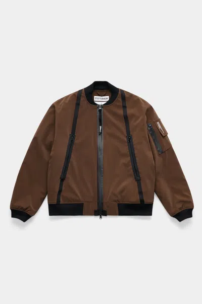 Stutterheim Bredsand Zip Winter Bomber Jacket In Brown