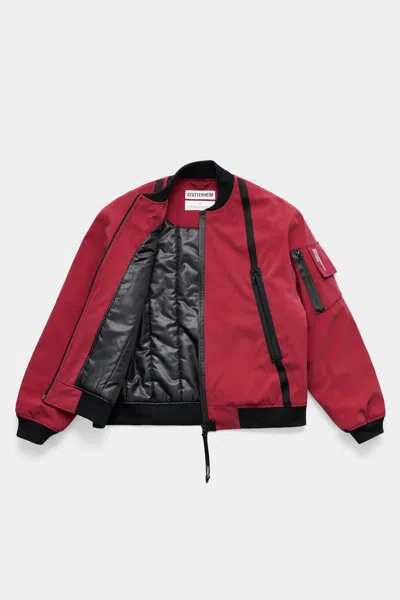 Stutterheim Bredsand Zip Winter Bomber Jacket In Burgundy