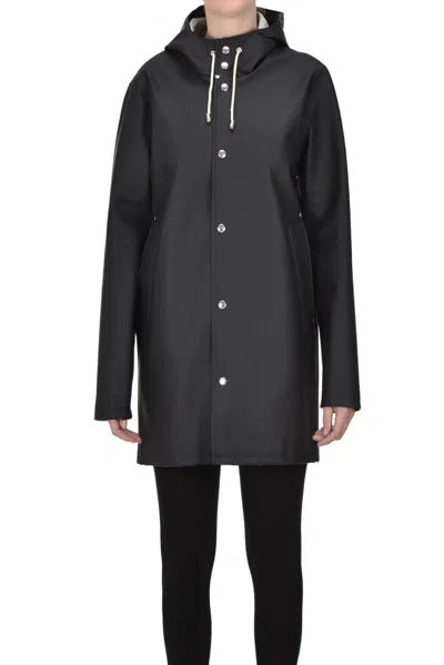 Stutterheim Coated Techno Fabric Raincoat In Black