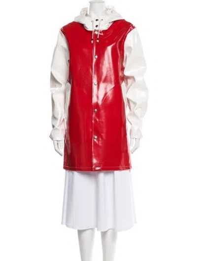 Pre-owned Stutterheim Colorblock Pattern Coat In Red