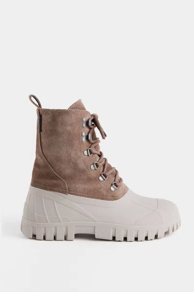 Stutterheim Men's Patrol Suede Combat Boots In Gray In Brown