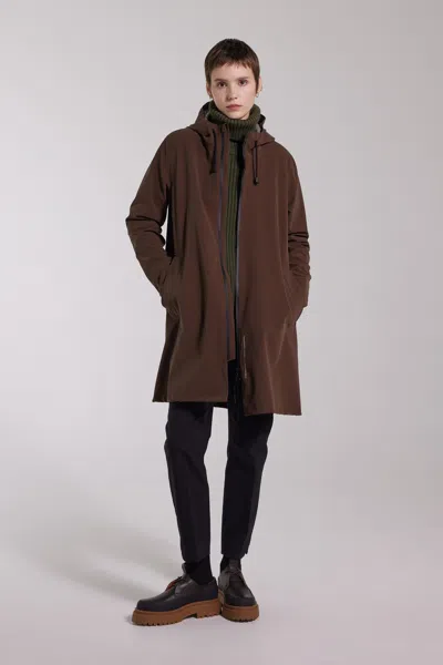 Stutterheim Mosebacke Lightweight Matte Zip Raincoat In Dark Brown