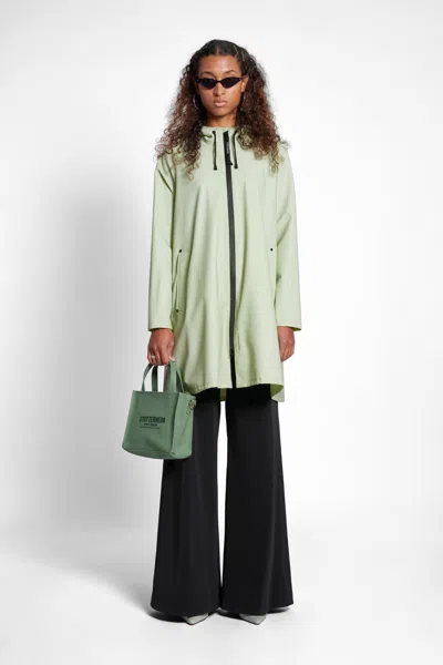Stutterheim Mosebacke Lightweight Zip Raincoat In Seafoam Green