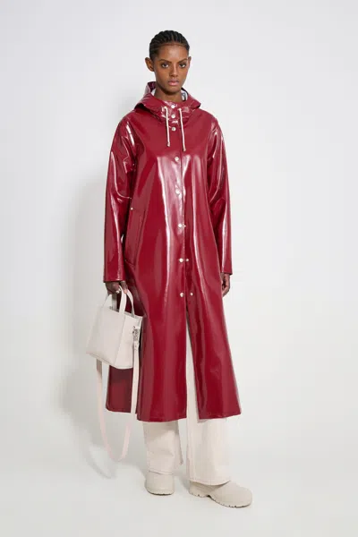 Stutterheim Mosebacke Long Opal Raincoat In Red