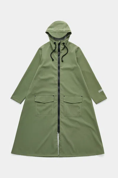 Stutterheim Mosebacke Long Patch Raincoat In Green