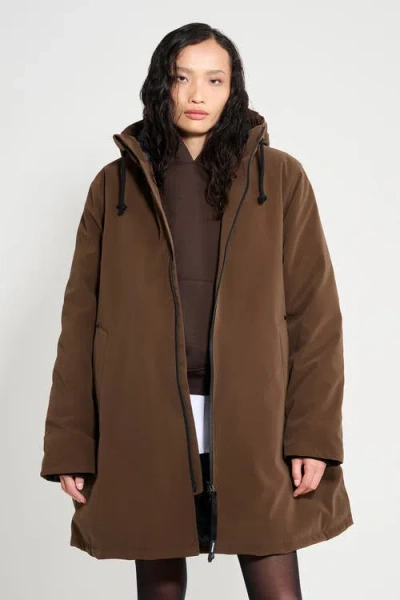 Stutterheim Mosebacke Matte Winter Coat In Brown