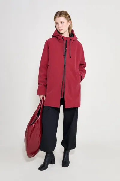 Stutterheim Mosebacke Matte Winter Coat In Burgundy